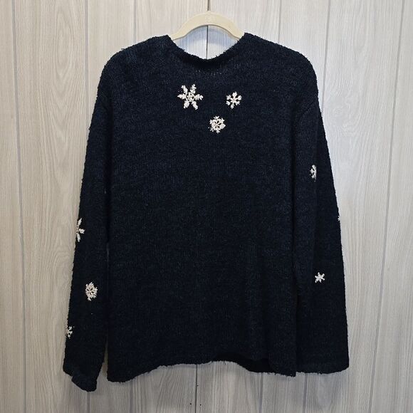 Croft & Barrow | Silk and Wool Christmas Snowman Sweater Cardigan - Picture 5 of 8